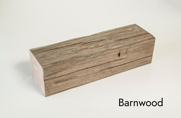 barnwood style ceiling beam sample with rustic texture